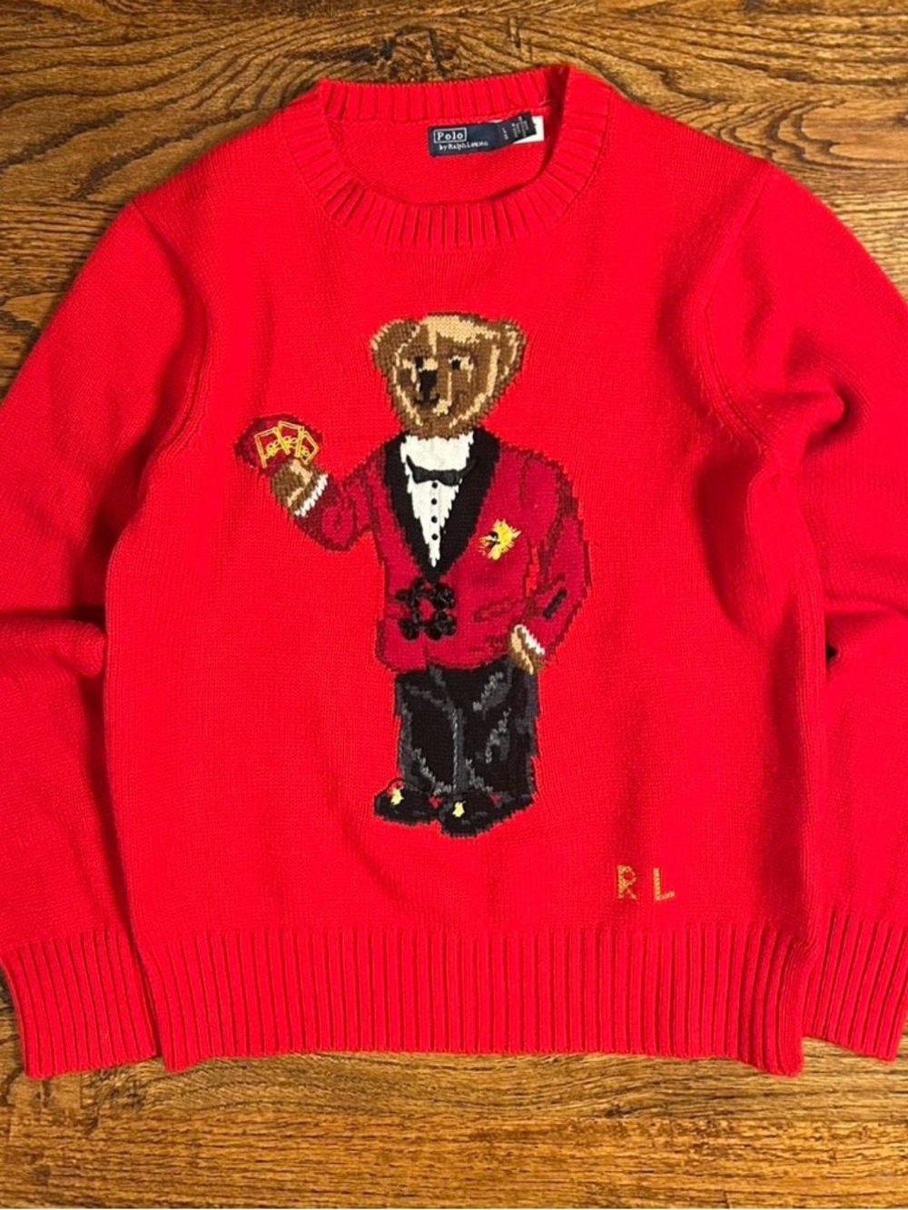 Polo by Ralph Lauren Red Teddy Bear Crewneck Sweater